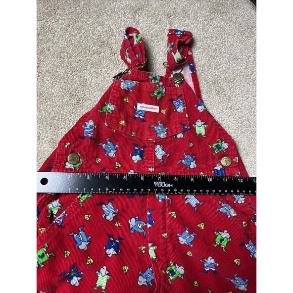 VTG 90s Cute Cumber Toddler 4T Red Corduroy Overalls Mice Cheese Print‎ Playwear - Picture 16 of 16